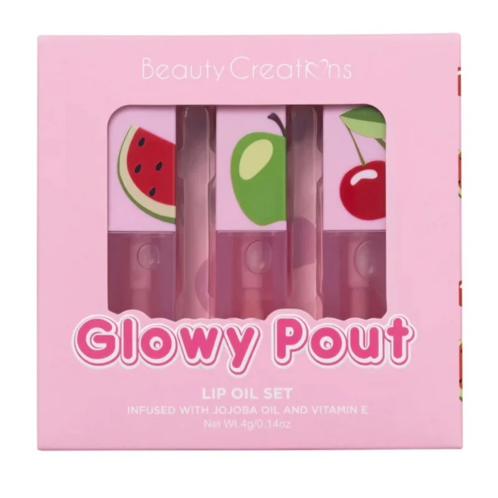 Beauty Creations Glowy Pout Lip Oil Set - Cherry, Apple, Watermelon